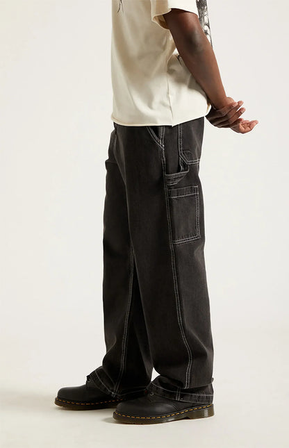 Pacsun Dylan Baggy Jeans Carpenter Contrast Stitch Black